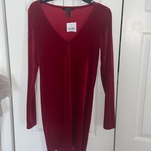 red velvet long sleeve dress